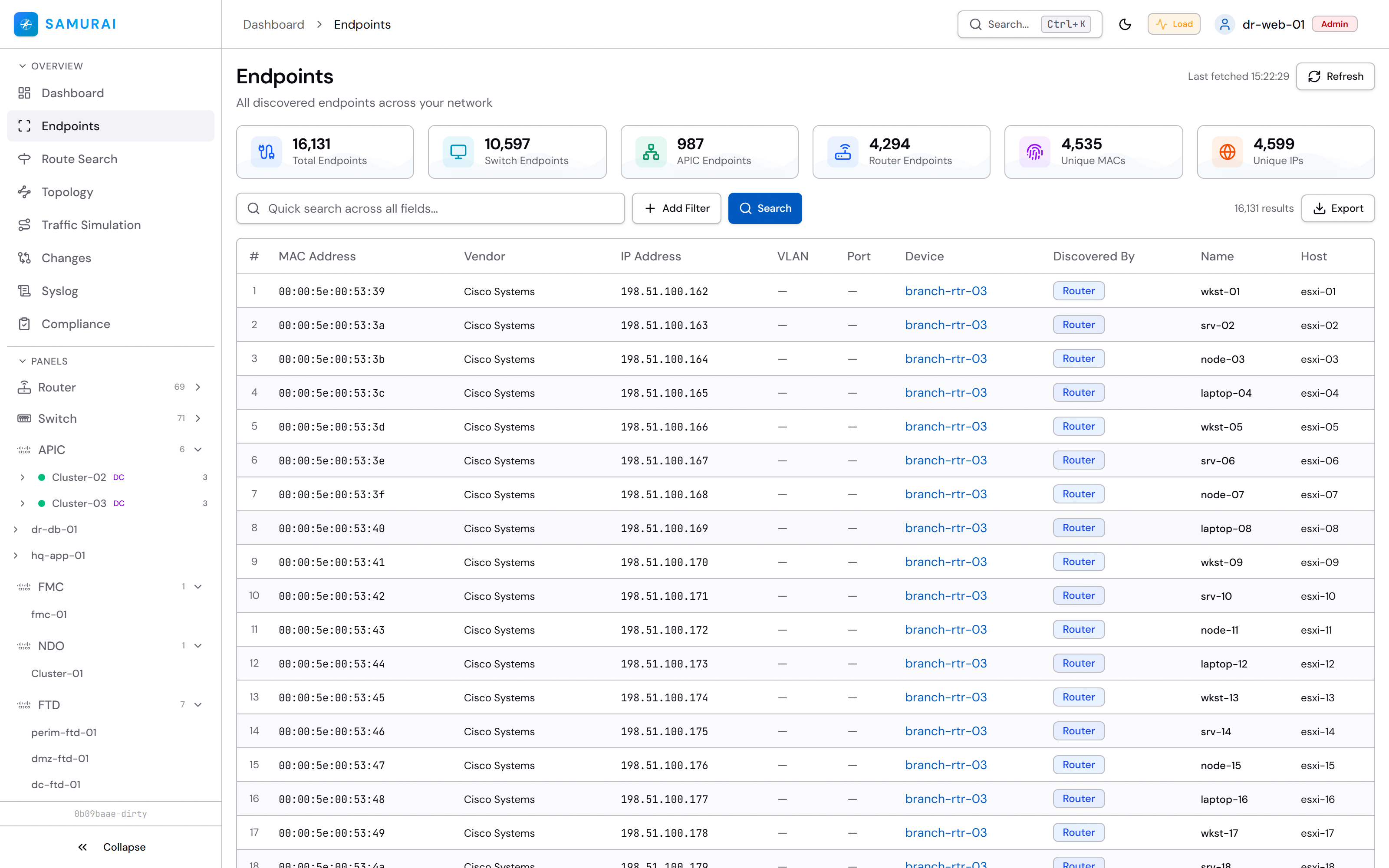 Unified endpoint inventory with identity and vendor enrichment